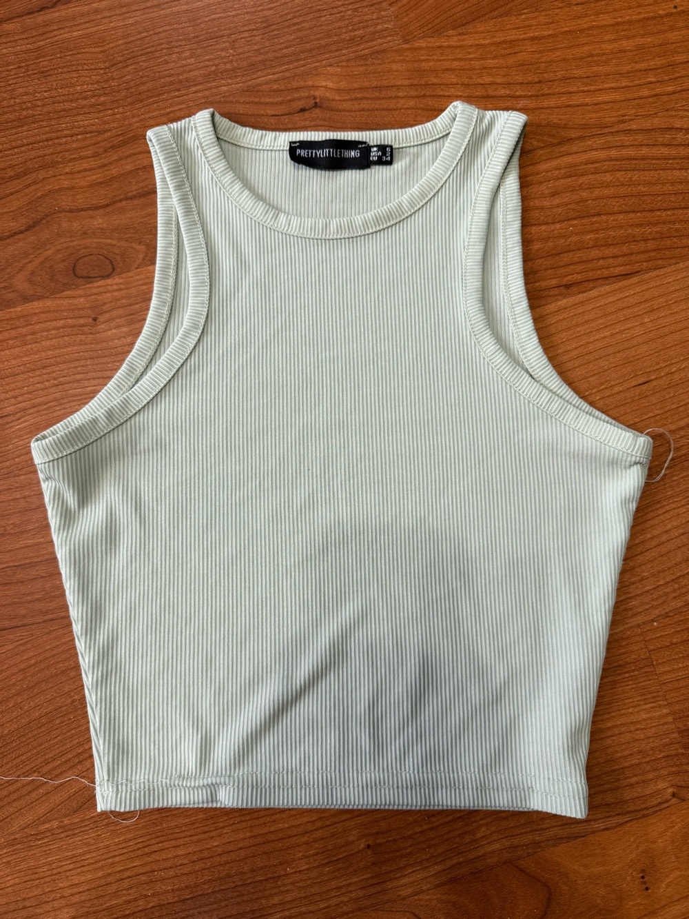 PRETTYLITTLETHING Light Sage Ribbed Crop Tank